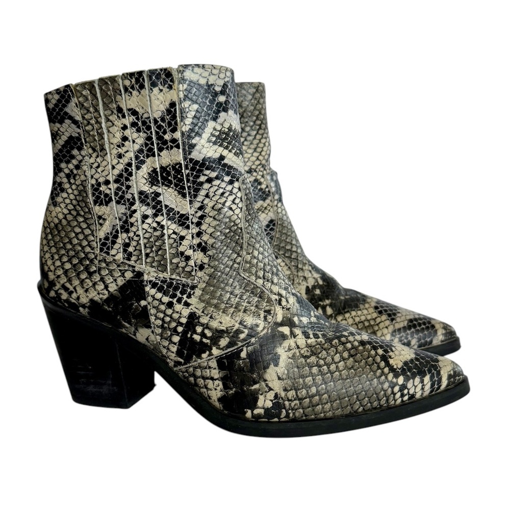 Blondo Elvina Waterproof‎ Ankle Boots Snakeskin Print Leather Size 7 Western